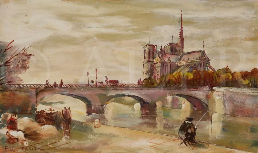 Félix VARLA (1903-1986)
Paris, Notre-Dame
Huile sur papier.
Monogrammée en bas à gauche.
16.5 x 26 cm
