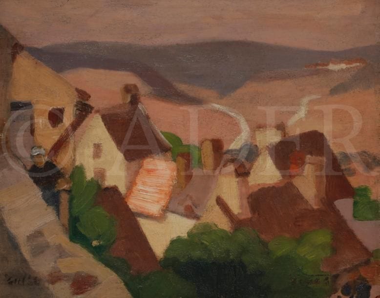 Jules-Émile ZINGG (1882-1942)
Village
Huile sur panneau.
Porte le cachet de la signature en bas à droite.
33 x 41 cm
