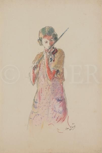 Henri FRANCK (1877-1957)
Paule au violon, 1925
Pastel.
Signé et daté en bas à droite.
48.5 x 32 cm