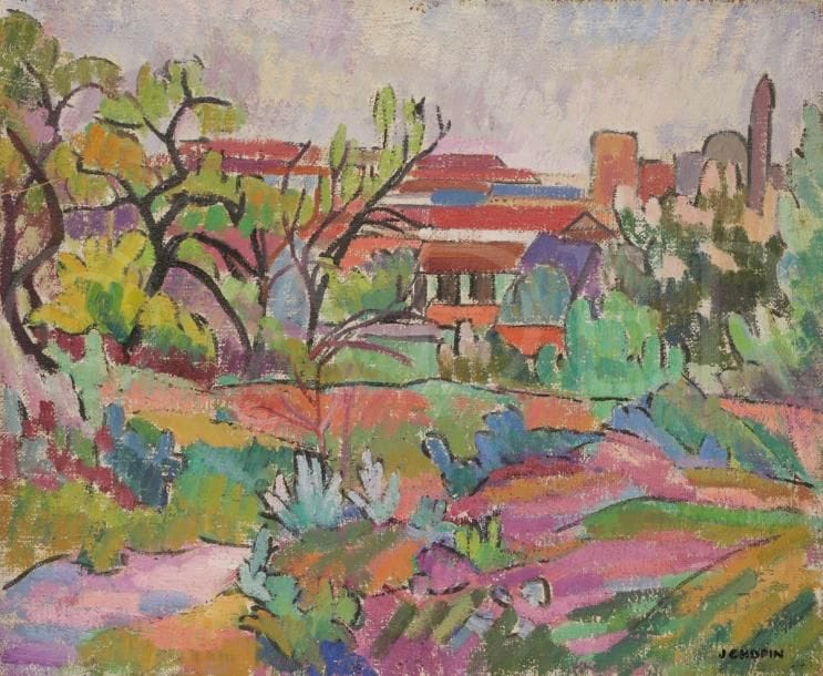 Juliette CHOPIN (né en 1931)
Paysage d’Île-de-France, vers 1950
Huile sur toile.
Signée en bas à droite.
50 x 61 cm