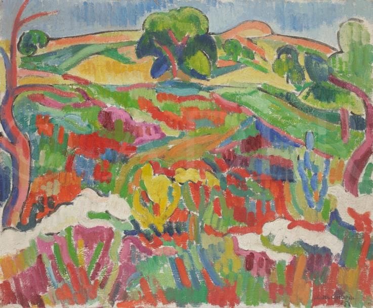 Juliette CHOPIN (né en 1931)
Les Coquelicots, 1951
Huile sur toile.
Signée et datée en bas à droite.
50 x 61 cm