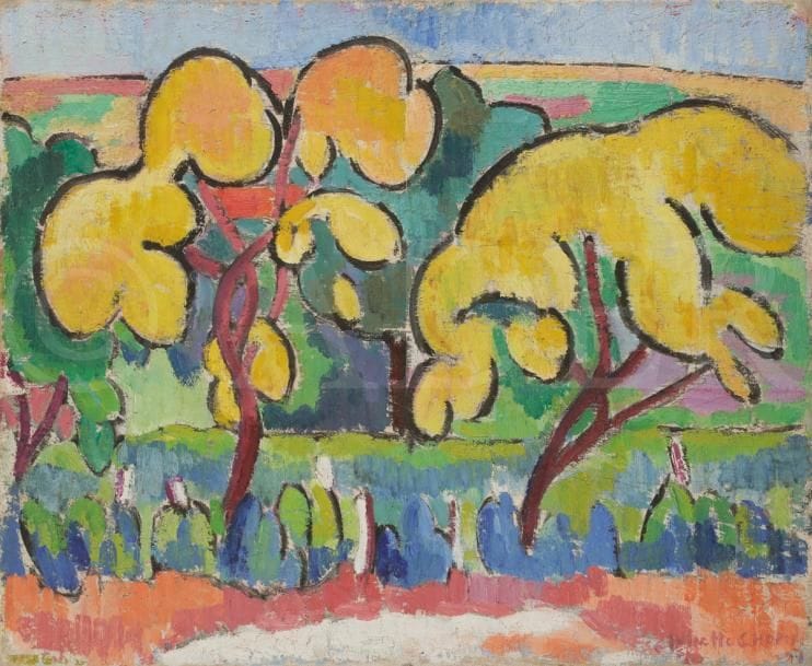 Juliette CHOPIN (né en 1931)
Les Pêchers, 1951
Huile sur toile.
Signée et datée en bas à droite.
38 x 46 cm