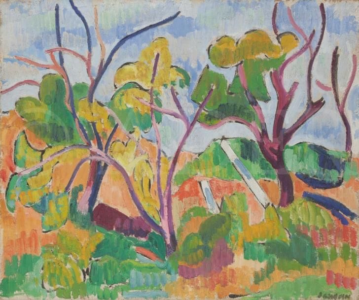 Juliette CHOPIN (né en 1931)
La Vigne abandonnée, 1952
Huile sur toile.
Signée en bas à droite
46 x 55 cm