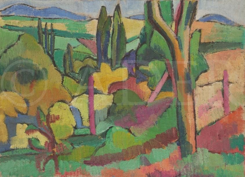 Juliette CHOPIN (né en 1931)
Bourbonnais, vers 1952
Huile sur toile.
Non signée.
33 x 46 cm