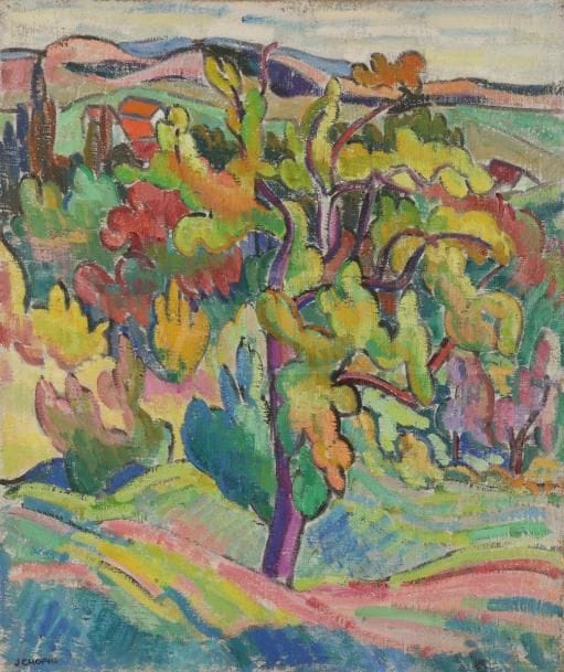 Juliette CHOPIN (né en 1931)
Le Poirier, vers 1953
Huile sur toile.
Signée en bas à gauche.
61 x 50 cm