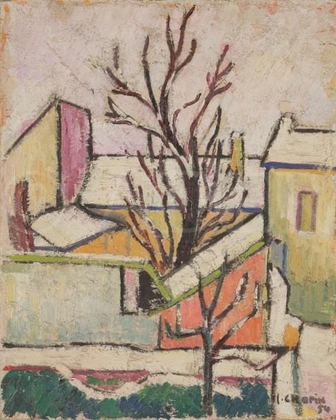 Juliette CHOPIN (né en 1931)
Neige à Paris, 1954
Huile sur toile.
Signée et datée en bas à droite.
41 x 33 cm
