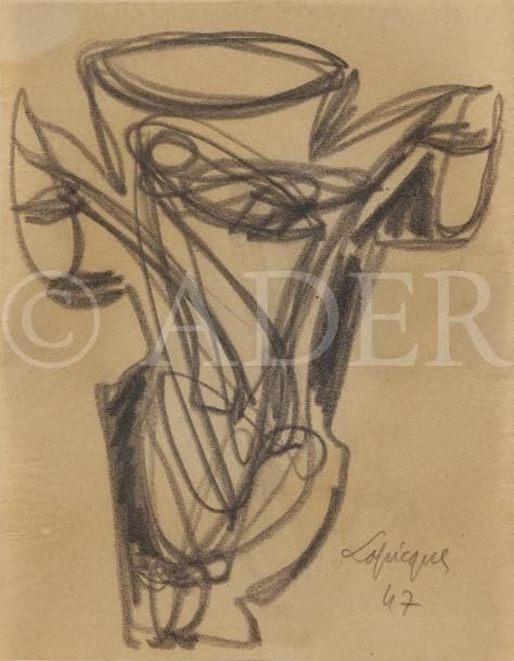 Charles LAPICQUE (1898-1988)
Calvaire breton, 1947
Fusain.
Signé et daté en bas à droite.
26.5 x 21 cm