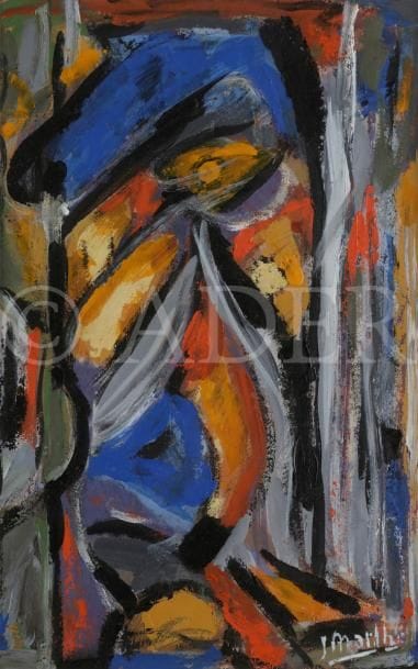 Jean MAILHE (1912-1997)
L’Oiseau des îles, 1960
Huile sur papier.
Signée en bas à droite.
Titrée et datée au dos.
37 x 25 cm