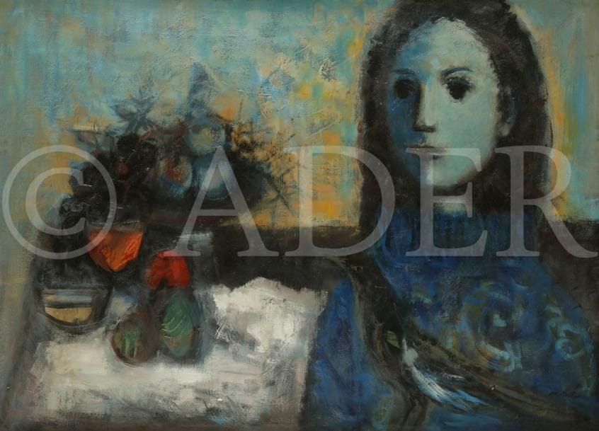 Luis Vidal MOLNÉ (1907-1970)
Jeune fille à l’oiseau et aux fruits
Huile sur toile.
Signée en bas à droite.
73 x 100 cm