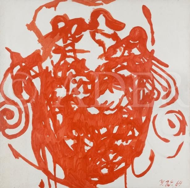Jean WEINBAUM (né en 1926)
Tête rouge, 1964
Huile sur toile.
Monogrammée et datée en bas à droite.
Monogrammée au dos.
Porte le cachet de l’atelier au dos.
96 x 95 cm