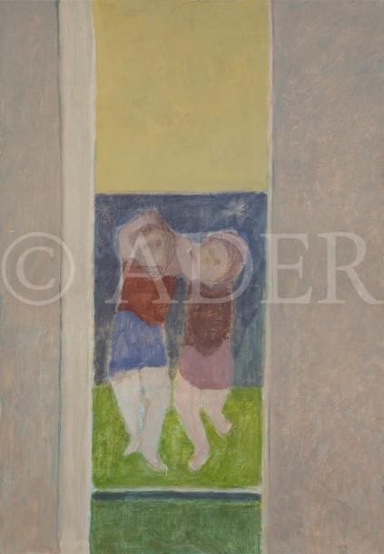 Yakzan ATASSI [syrien] (né en 1950)
Deux enfants
Huile sur toile.
Porte le cachet de l’atelier en bas à droite.
73 x 54 cm