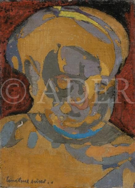 Pierre COURTENS (1921-2004)
Portrait d’homme, 1971
Huile sur toile.
Signée en bas à gauche.
22 x 16 cm