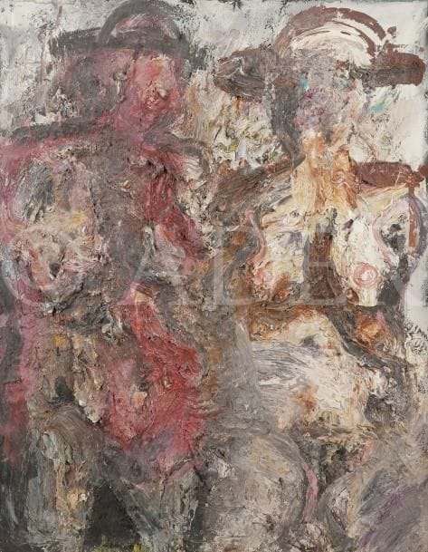 Bernard DAMIANO (1926-2000)
Deux personnages, 1961
Huile sur toile.
Signée et datée au dos.
116 x 89 cm