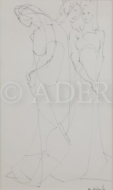 Marcel DELMOTTE (1901-1984)
Trois femmes
Dessin au stylo bille.
Signé en bas à droite.
31 x 19 cm
