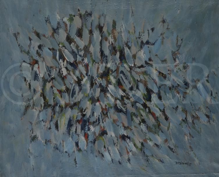 Dikran DADERIAN (né en 1929) 
Bleu vibrant, 1965
Huile sur toile.
Signée et datée en bas à droite.
Signée, datée et titrée au dos.
50 x 61 cm