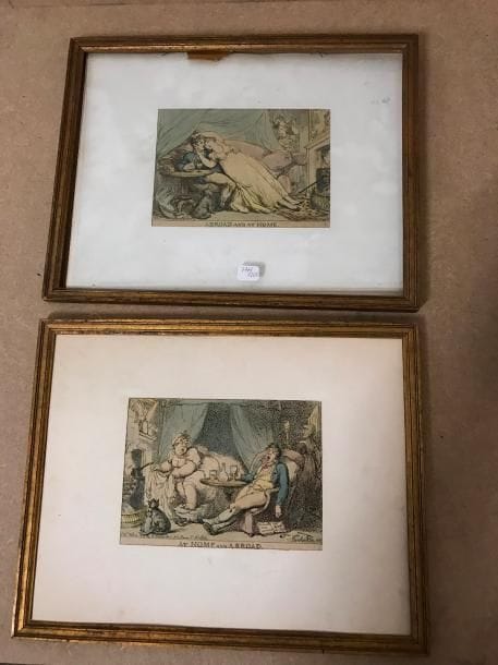 777_265
D'près ROWLANDSON, Abroad and At Home et At Home and abroad. 2 gravures en couleur.. Chaque 19x14cm