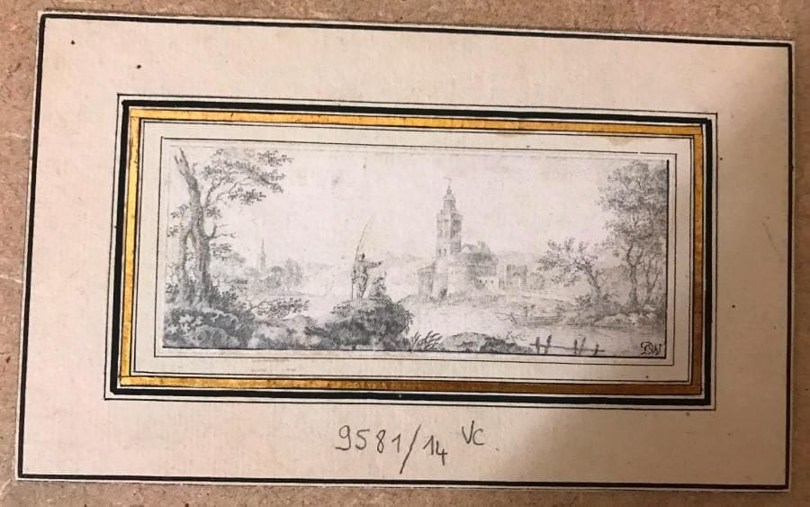 9581_14
Personnage dans un paysage au château fortDessin à la mine de plomb4,2 x 10,5 cm