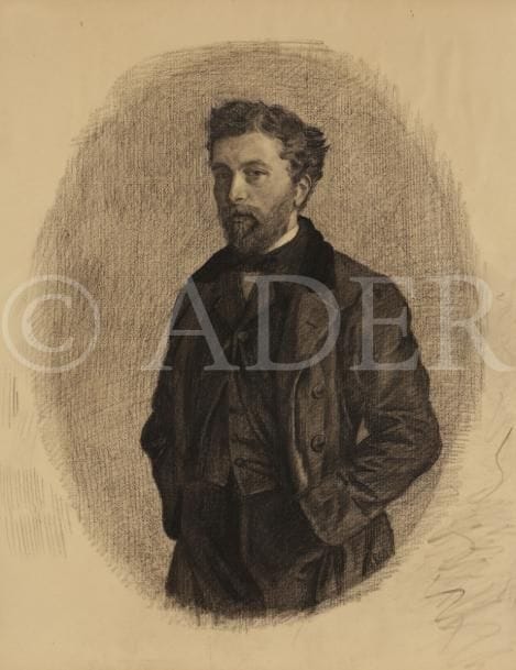 École FRANCAISE vers 1800
Portrait d’homme
Fusain, estompe
59,5 x 46,5 cm
Daté de « 1860 » en bas à droite