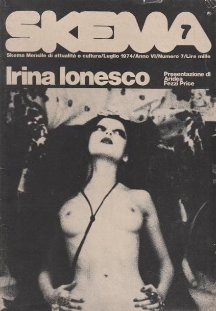 Ionesco, Irina (1935)
Skema.

Édition Skema, 1974.

In-4 (30 x 21 cm). Édition originale, brochée. Très belle publication italienne sur le travail de Irina Ionesco. 
