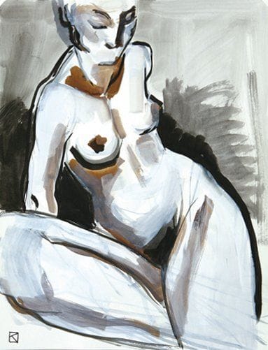 Christine BOIVIN (Née en 1954)
Etude de nu Encre sur papier. Monogrammée en bas à gauche et signée au dos. 65 x 50 cm