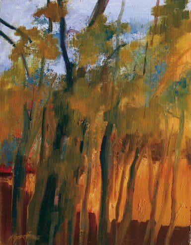 Michèle GOSNET-FRASSETTO (Née en 1943)
Forêt mystique 2 Huile sur bois. Signée en bas à gauche. 65 x 50 cm