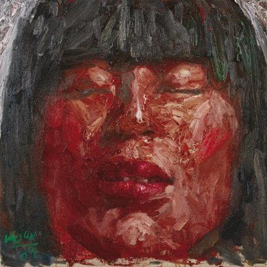 Weilin YI (Né en 1961)
Visage de femme chinoise Huile sur toile. Signée et datée «09» en bas à gauche. 50 x 50 cm