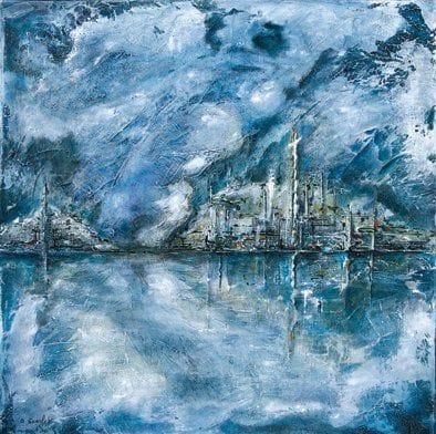 Chantal GUERLET (Née en 1957)
Ailleurs Huile sur toile. Signée en bas à gauche. 50 x 50 cm