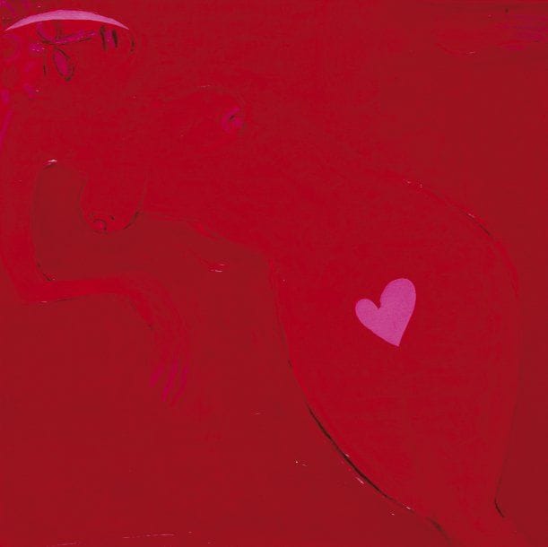Marcel CALOÏAN (Né en 1957)
Nu (Coeur de Femme, femme de coeur) Technique mixte sur toile. Signée au dos, datée «2009» et titrée. 50 x 50 cm