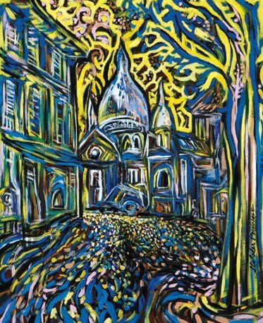 Slobodan PESKIREVIC (Né en 1962)
Montmartre pour Haïti Acrylique sur toile. Signée en bas à droite. Datée au dos «5 avril 2010», située «à Montmartre» et dédicacée «Pour Haiti, du fond du coeur» 61 x 50 cm