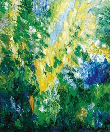 PLAZ (Né en 1956)
Végétaux tropicaux Huile sur toile de lin. Signée et datée «08» en bas à droite. Titrée au dos et dédicacée «Pour Haïti mars 2010». 55 x 46 cm