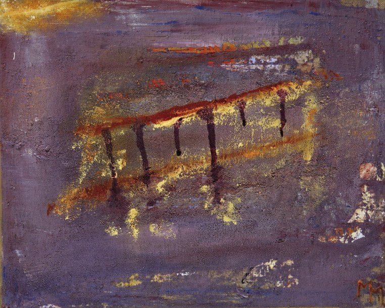 Martine MALHERBE (Née en 1956)
Sans titre Huile, pigments et encre sur toile. Monogrammée en bas à droite. Signée et datée «2009» au dos. 33 x 41 cm