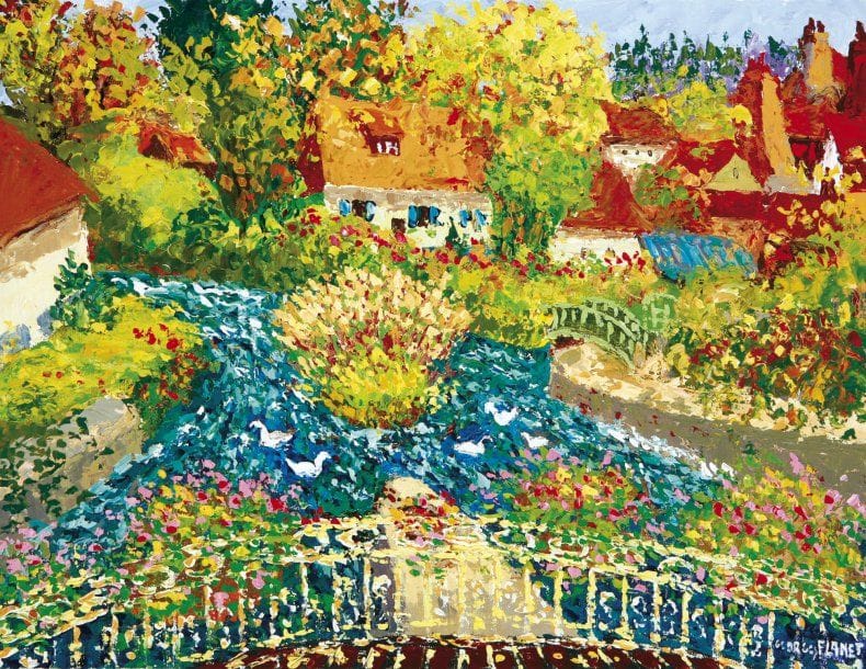 Georges FLANET (Né en 1937)
Le pays du Ternois à Boubers sur Canche Acrylique sur toile. Signée en bas à droite. Datée au dos «octobre 2009», resignée et titrée. 50 x 65 cm