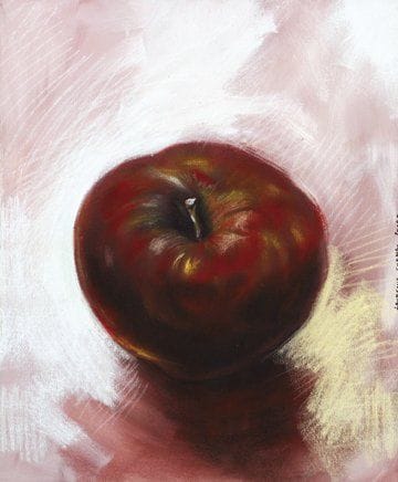 Laurence COURNOU (Née en 1963)
Ma pomme Acrylique, craie Conté et fusain sur toile. Signé et daté «2010» à droite au milieu. Signé au dos et titré. 46 x 38 cm