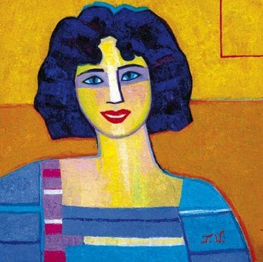 France WAGNER (Née en 1943)
Le Sourire d'Elsa Huile sur toile. Monogrammée en bas à droite. Signée au dos et datée «2004». 50 x 50 cm