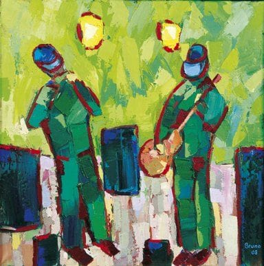 Bruno (Né en 1957)
Les Musiciens Huile sur toile. Signée et datée «08» en bas à droite. 50 x 50 cm