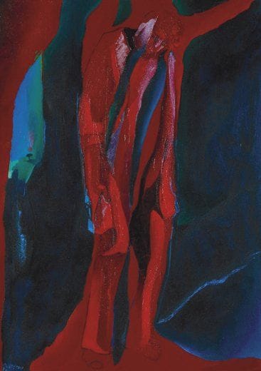Nelly QUILLEROU (Née en 1952)
Le Manteau rouge Huile sur toile. Signée en bas à gauche. Au dos, datée «juillet 2008», resignée et titrée. 70 x 50 cm