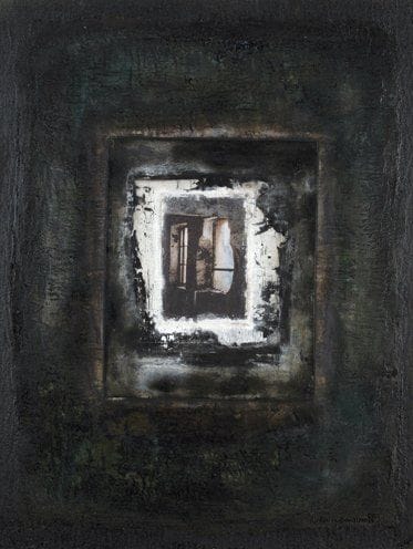 Marie-Françoise RADOVIC-DOUILLARD (Née en 1940)
Vestige Technique mixte sur toile bitumée marouflée sur bois. Signée en bas à droite et au dos. 65 x 50 cm