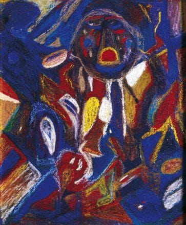 Ali MENOUAR [marocain] (Né en 1937)
Africa Huile sur toile. Signée en bas à gauche. Titrée au dos, datée «1982» et située «Drôme». Encadrée. 58 x 48 cm