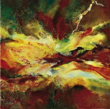Jeanne BLANC (Née en 1930)
Cyclone Huile sur toile. Signée en bas à droite et au dos. 50 x 50 cm