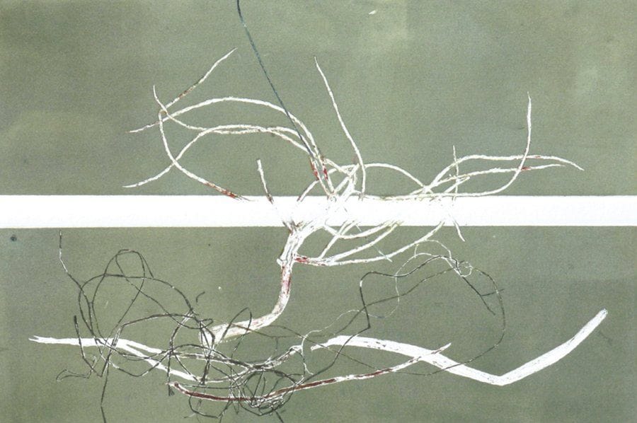 Sara WAISBURD [mexicaine] (Née en 1951)
Sans titre, 2009 Monotype sur papier Libéron 350 g. Signé en bas à droite. 40 x 36 cm
