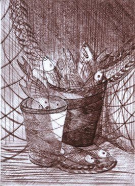Myriam DE LA RIVA [mexicaine]
Peces Gravure. Epreuve d'artiste. Signée et datée «96» en bas à droite.
