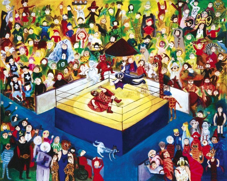 Rosa Maria BURILLO VELASCO [mexicaine] (Née en 1943)
Free style wrestling Giclée sur papier. Epreuve d'artiste. Signée en bas à droite. 32 x 46 cm