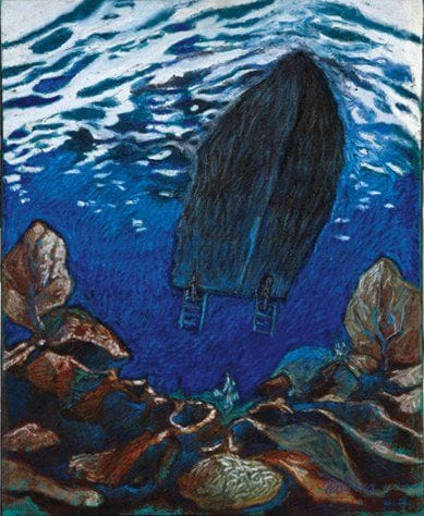 MALVINA (Né en 1957)
Fond sous-marin à Nassau Huile sur toile, peinte en immersion et scaphandre autonome. Signée en bas à droite. Datée au dos «Mars 97» et située «Nassau, Bahamas». 61 x 50 cm
