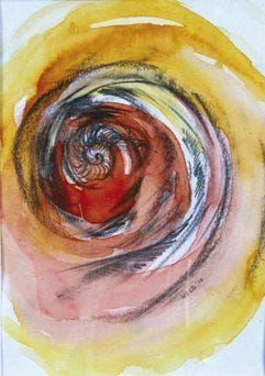 Elisabeth WIERZBICKA, dite Wela [polonaise] (Née en 1964)
Petit Tourbillon n°3 Mine de plomb et aquarelle sur papier. Signée et datée «10» en bas à droite. Encadrée. 17 x 12 cm