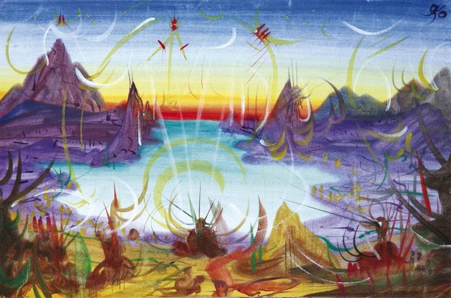 Oleg KOLESOV, dit OKO (Né en 1960)
Paysage matinal Aquarelle. Monogrammée en haut à droite. Datée au dos «2002» et signée. 32 x 48 cm