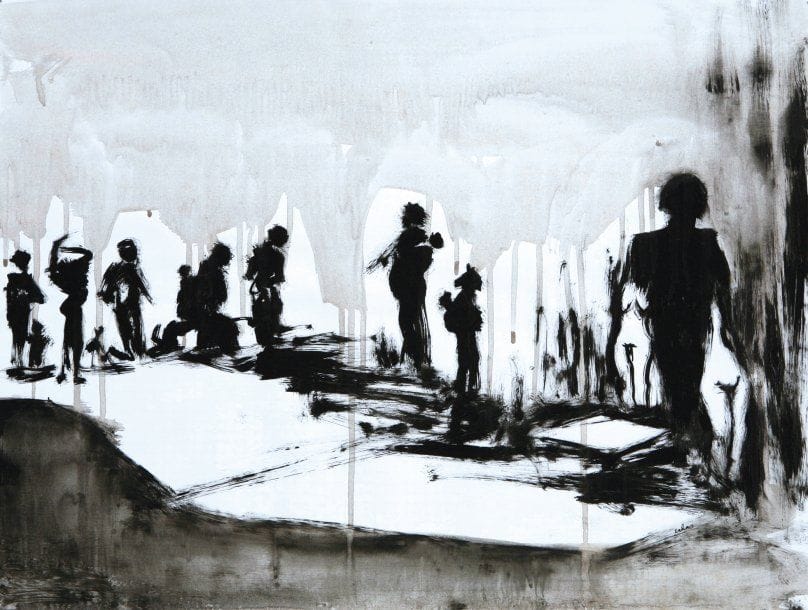 Christian SABAS (Né en 1953)
Tremblements Acrylique sur papier. Signée en bas à droite. 46 x 61 cm