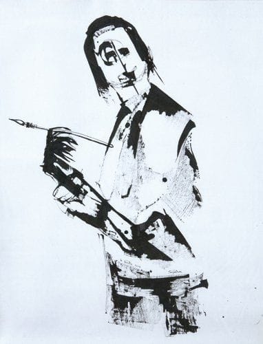 Emmanuel POUYADOU (Né en 1970)
Le Peintre Encre de Chine sur papier, oeuvre originale. Signée, datée «2004» et titrée en bas au milieu. 65 x 50 cm