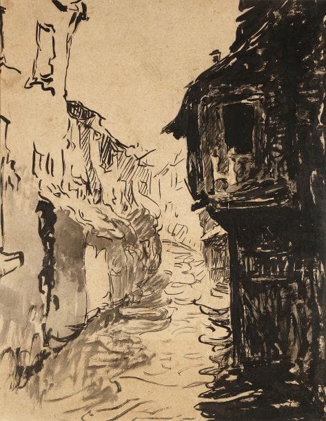 Jean-Charles CONTEL (1895-1928)
Vieille ville Encre sur carton. 75 x 58 cm 