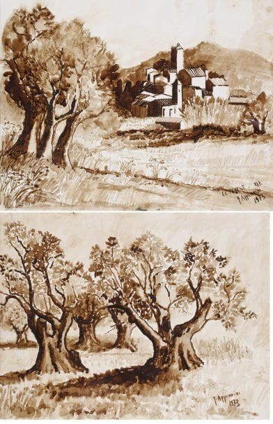 Yvonne APPENNINI (1928-1988)
Plaine du Castellet, 1972 Oliviers, 1973 Le Revest, 1973 paysage 4 dessins à l'encre brune ou au pastel gras. Signés et datés en bas à droite pour trois d'entre eux. Chaque : 47x61 cm 