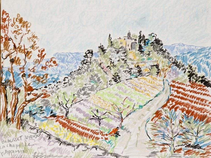 Yvonne APPENNINI (1928-1988)
Beausset la Chapelle Pastel gras. Signé et titré en bas à gauche. 47 x 61 cm 